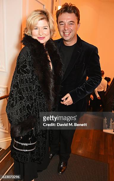Issy Van Randwyck and Edward Hall attend a cocktail reception at The 62nd London Evening Standard Theatre Awards, recognising excellence from across...