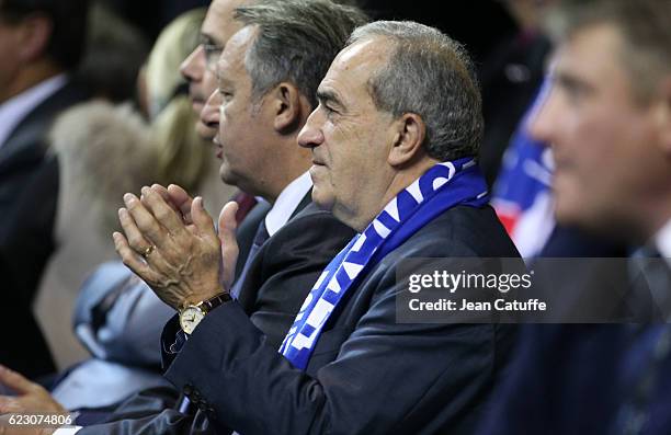 President of French Tennis Federation Jean Gachassin attends the 2016 Fed Cup Final between France and Czech Republic at Rhenus Sport arena on...