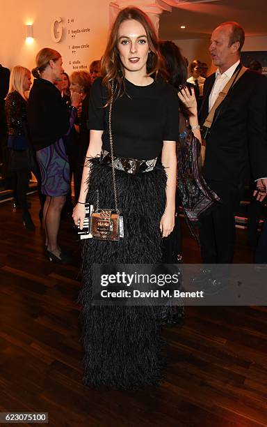 Lady Violet Manners attends a cocktail reception at The 62nd London Evening Standard Theatre Awards, recognising excellence from across the world of...