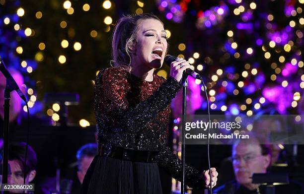 Rachel Platten performs onstage during The Grove Christmas event held on November 13, 2016 in Los Angeles, California.