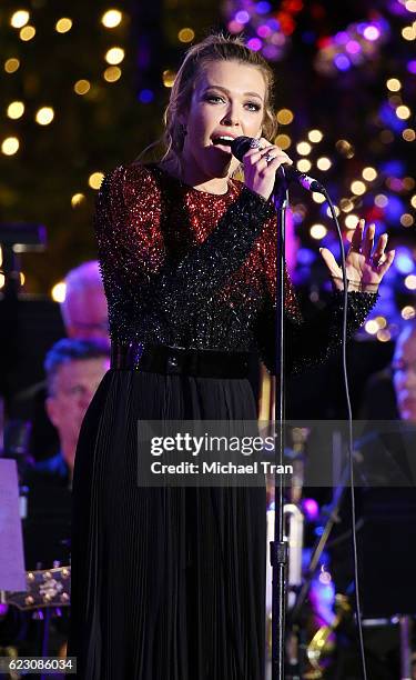 Rachel Platten performs onstage during The Grove Christmas event held on November 13, 2016 in Los Angeles, California.