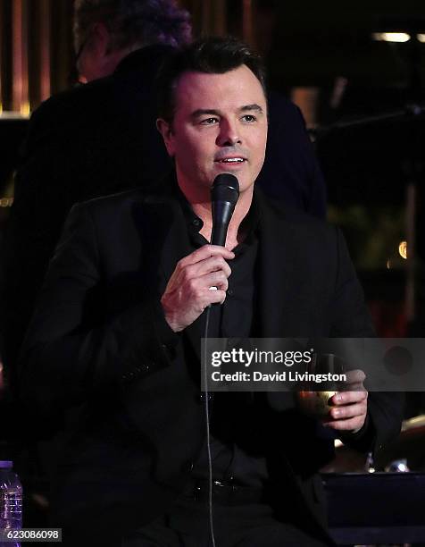 Actor Seth MacFarlane performs on stage at the Grove Christmas with Seth MacFarlane at The Grove on November 13, 2016 in Los Angeles, California.