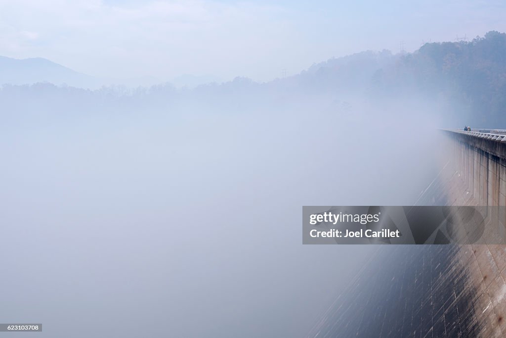 Smoke from forest fires at Fontana Dam, North Carolina