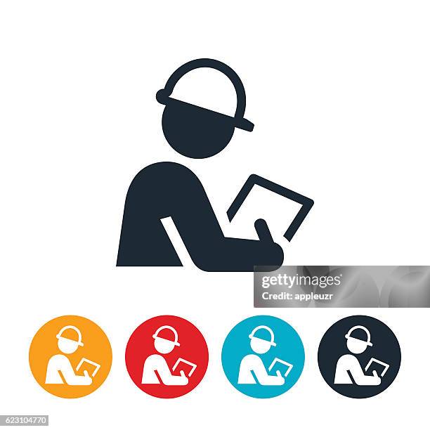 sicherheitsinspektor-symbol - kontrollinspektoren stock-grafiken, -clipart, -cartoons und -symbole