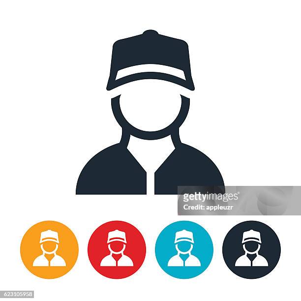 blue collar worker icon - baseball cap stock illustrations