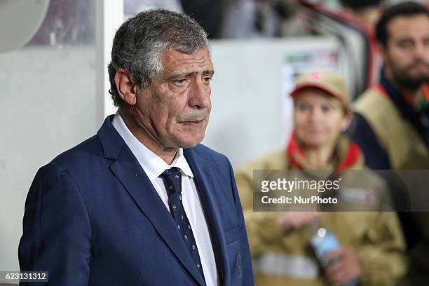 Portugals head coach Fernando Santos during the 2018 FIFA World Cup Qualifiers matches between Portugal and Latvia in Municipal Algarve Stadium on...