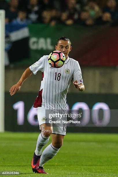 Latvia's defender Igor Tarasov from Latvia during the 2018 FIFA World Cup Qualifiers matches between Portugal and Latvia in Municipal Algarve Stadium...