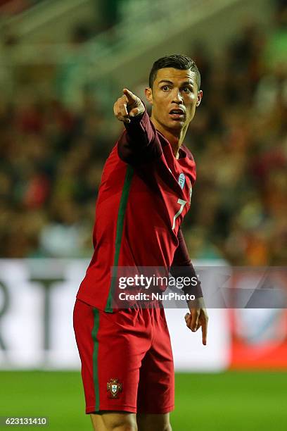 Portugals forward Cristiano Ronaldo during the 2018 FIFA World Cup Qualifiers matches between Portugal and Latvia in Municipal Algarve Stadium on...
