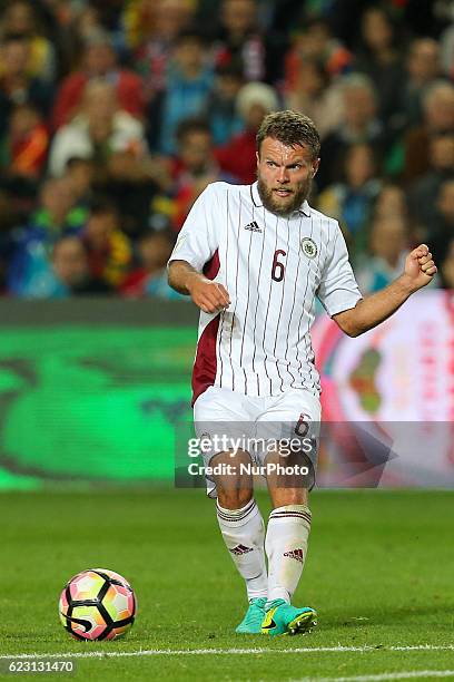 Latvia's defender Vladislav Babovs from Latvia during the 2018 FIFA World Cup Qualifiers matches between Portugal and Latvia in Municipal Algarve...