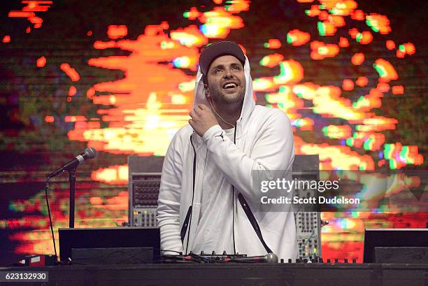 Pretty Lights performs onstage during the 5th Annual Camp Flog Gnaw Carnival at Exposition Park on November 13, 2016 in Los Angeles, California.