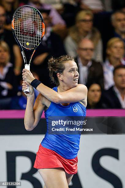 Barbora Strycova of Czech Republic during the Fed Cup Final between France and Czech Republic, day 2, at Rhenus Sport on November 13, 2016 in...