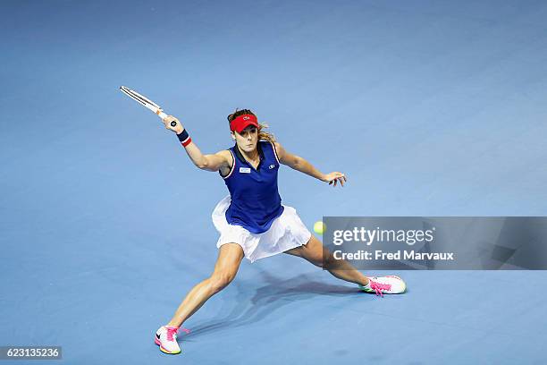 Alize Cornet of France during the Fed Cup Final between France and Czech Republic, day 2, at Rhenus Sport on November 13, 2016 in Strasbourg, France.