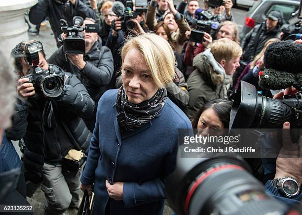 Swedish chief prosecutor Ingrid Isgren arrives at the Embassy of Ecuador to question Wikileaks founder Julian Assange on November 14, 2016 in London,...