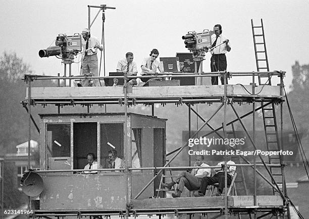 Outside Broadcast crew covers the tour match between Hampshire and the South Africans at the County Ground, Southampton, 17th August 1965.