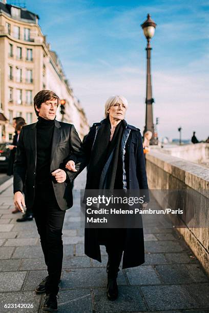 Singer Francoise Hardy and Thomas Dutronc are photographed for Paris Match on November 1, 2016 in Paris, France.