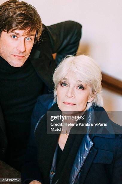 Singer Francoise Hardy and Thomas Dutronc are photographed for Paris Match on November 1, 2016 in Paris, France.