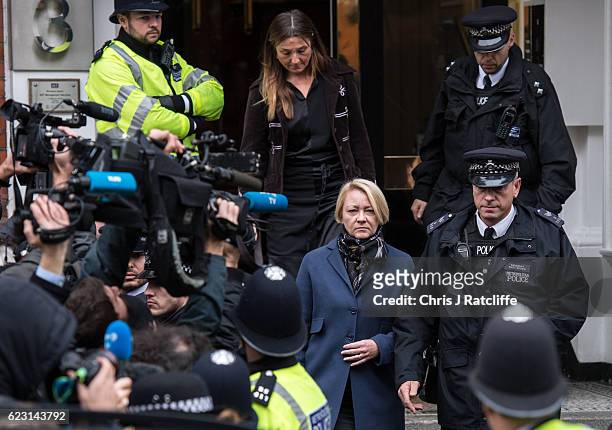 Sweedish chief prosecutor Ingrid Isgren leaves the Embassy of Ecuador after questioning Wikileaks founder Julian Assange on November 14, 2016 in...