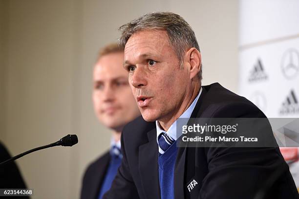 Marco Van Basten attends the Video Referee press conference at Hotel Melia on November 14, 2016 in Milan, Italy.