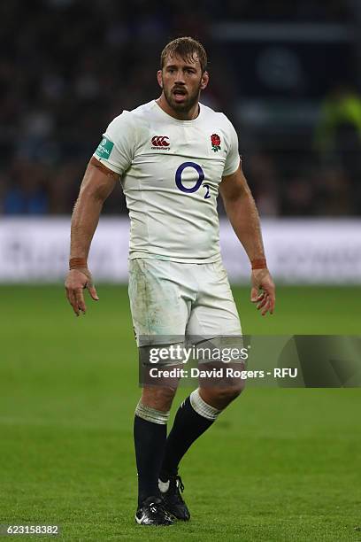 Chris Robshaw of England looks on during the Old Mutual Wealth Series match between England and South Africa at Twickenham Stadium on November 12,...