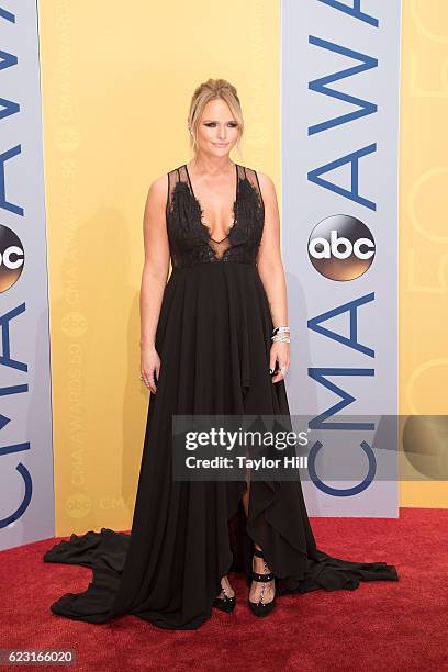 Singer-songwriter Miranda Lambert attends the 50th annual CMA Awards at the Bridgestone Arena on November 2, 2016 in Nashville, Tennessee.