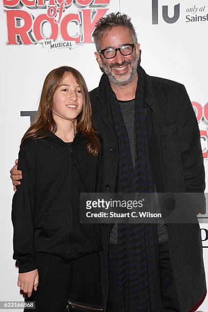 Ezra Baddiel and David Baddiel attend the opening night of 'School Of Rock The Musical' at the New London Theatre, Drury Lane on November 14, 2016 in...