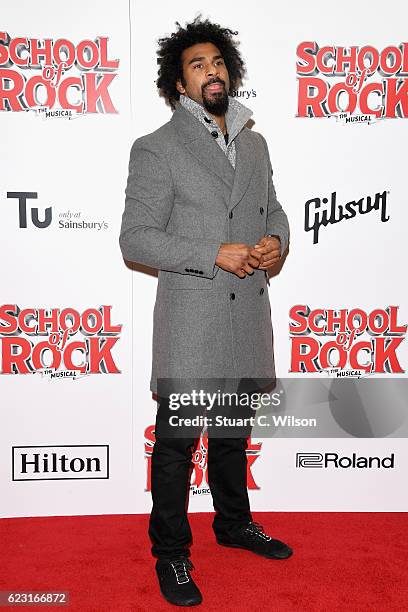 David Haye attends the opening night of 'School Of Rock The Musical' at the New London Theatre, Drury Lane on November 14, 2016 in London, England.