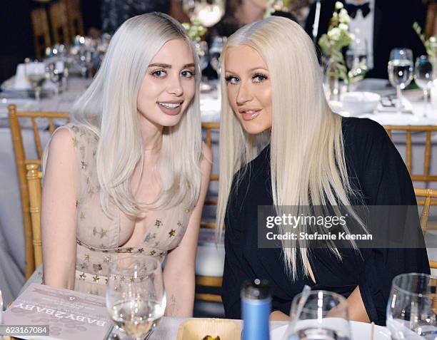 Alexandra Lenas and recording artist Christina Aguilera attend the Fifth Annual Baby2Baby Gala, Presented By John Paul Mitchell Systems at 3LABS on...