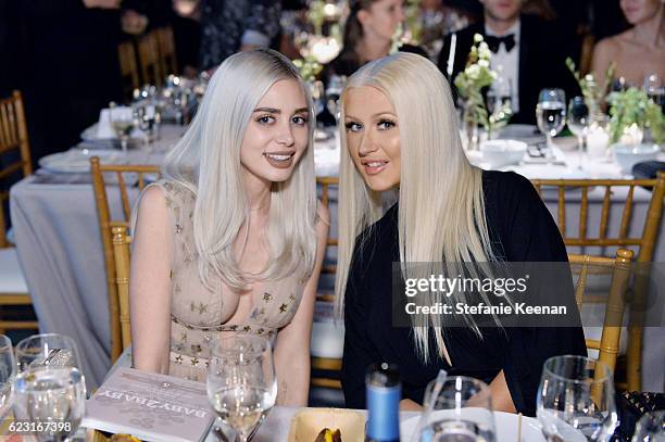 Alexandra Lenas and recording artist Christina Aguilera attend the Fifth Annual Baby2Baby Gala, Presented By John Paul Mitchell Systems at 3LABS on...