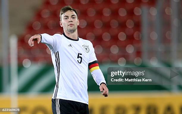 Benedikt Gimber of Germany gestures during the U20 international friendly match between Germany and Poland at Stadion Zwickau on November 14, 2016 in...