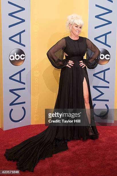 Singer Lorrie Morgan attends the 50th annual CMA Awards at the Bridgestone Arena on November 2, 2016 in Nashville, Tennessee.