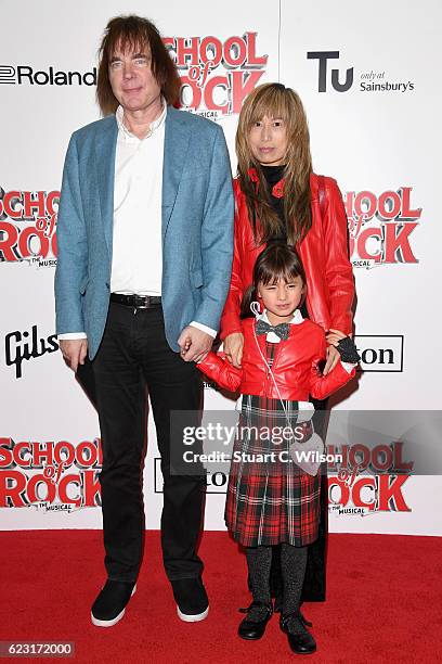 Julian LLoyd Webber, Jiaxin Cheng and Jasmine Orienta Lloyd Webber attend the opening night of 'School Of Rock The Musical' at the New London...