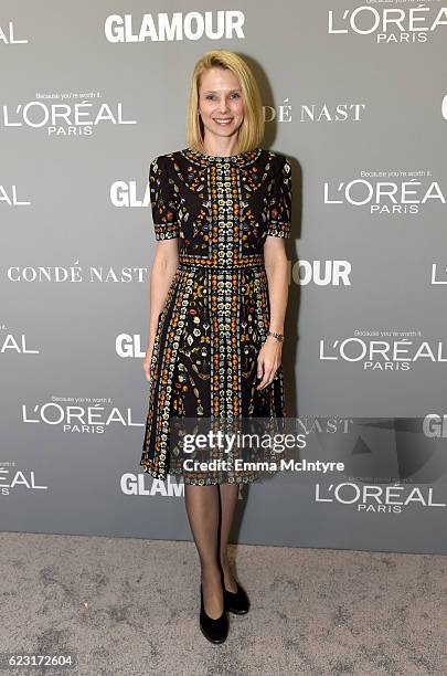 President and CEO Yahoo! Marissa Mayer poses backstage during Glamour Women Of The Year 2016 LIVE Summit at NeueHouse Hollywood on November 14, 2016...