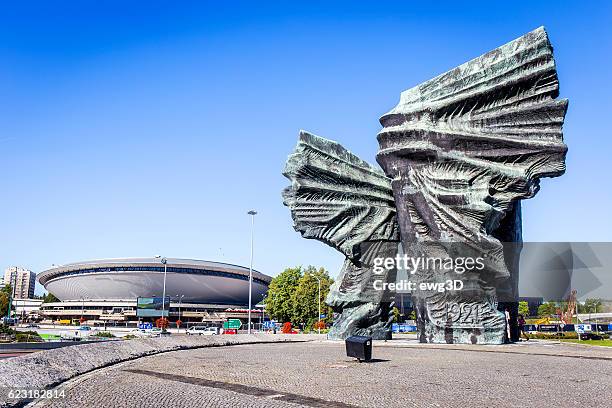 silesian insurgents monument in katowice, poland - katowice stock pictures, royalty-free photos & images