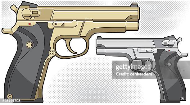 ilustraciones, imágenes clip art, dibujos animados e iconos de stock de pistola vectorial - gun bang