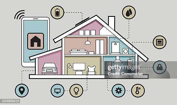 smart home connected - digital home stock illustrations