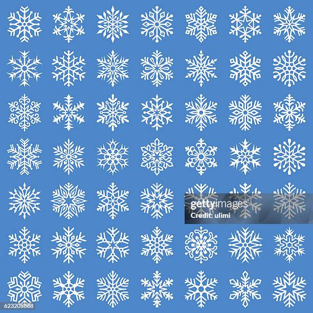 stockillustraties, clipart, cartoons en iconen met set of vector snowflakes - ijskristal