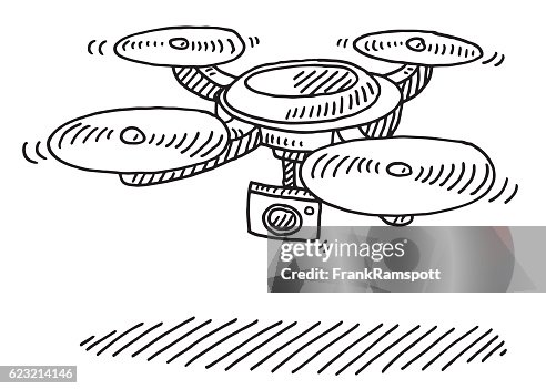 Flying Drone With Camera Drawing Flying Drone With Camera Drawing
