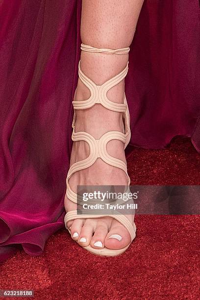 Singer Danielle Bradbery, shoe detail, attends the 50th annual CMA Awards at the Bridgestone Arena on November 2, 2016 in Nashville, Tennessee.