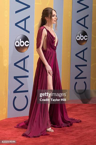 Singer Danielle Bradbery attends the 50th annual CMA Awards at the Bridgestone Arena on November 2, 2016 in Nashville, Tennessee.