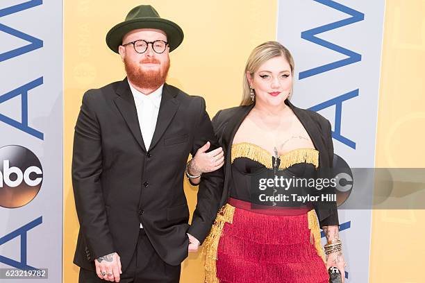 Andrew Fergie Ferguson and singer-songwriter Elle King attend the 50th annual CMA Awards at the Bridgestone Arena on November 2, 2016 in Nashville,...