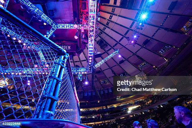 Partial closeup view of octagon before Conor McGregor vs Eddie Alvarez Men's Lightweight fight at Madison Square Garden. New York, NY CREDIT: Chad...