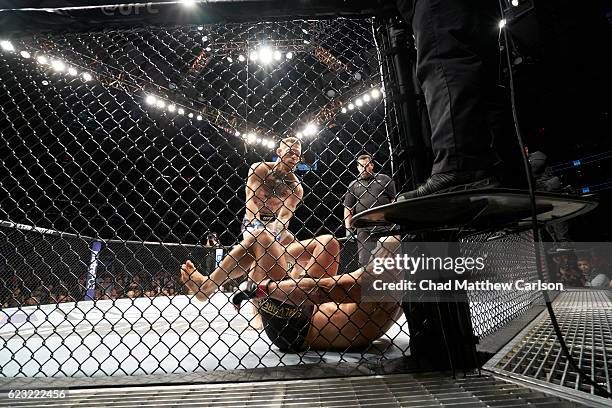 Conor McGregor in action vs Eddie Alvarez during Men's Lightweight fight at Madison Square Garden. New York, NY CREDIT: Chad Matthew Carlson