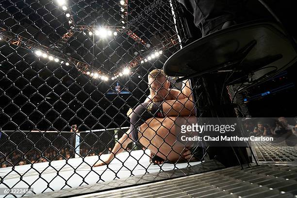 Conor McGregor in action vs Eddie Alvarez during Men's Lightweight fight at Madison Square Garden. New York, NY CREDIT: Chad Matthew Carlson