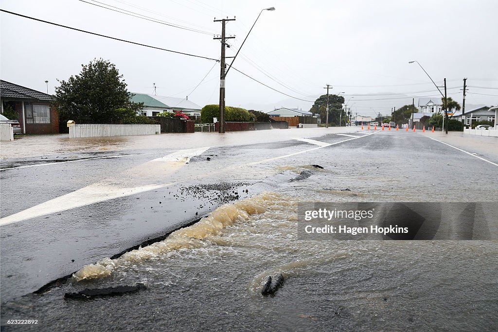 Severe Weather In Wellington In Aftermath of Earthquake