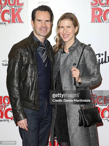 Jimmy Carr and Karoline Copping attend the opening night of 'School Of Rock The Musical' at The New London Theatre, Drury Lane on November 14, 2016...