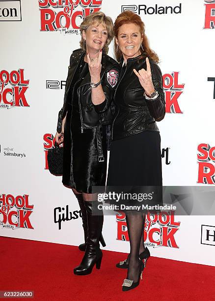 Madeleine Lloyd Webber and Sarah Ferguson, Duchess of York attend the opening night of 'School Of Rock The Musical' at The New London Theatre, Drury...