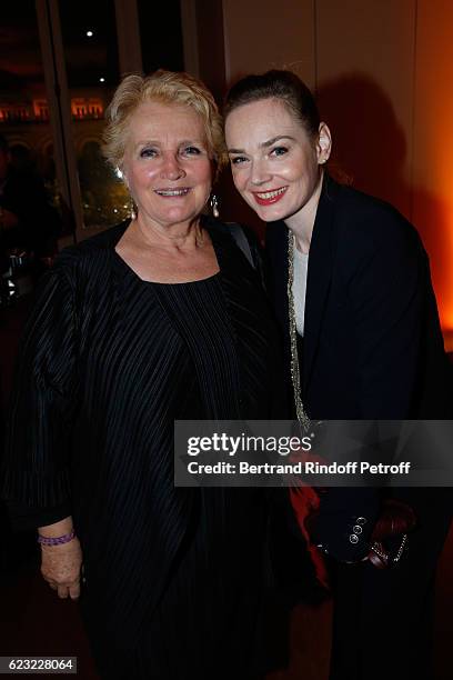 President of the Gala, Marie-Christine Barrault and actress Julie Judd attend the 24th "Gala de l'Espoir" at Theatre du Chatelet on November 14, 2016...