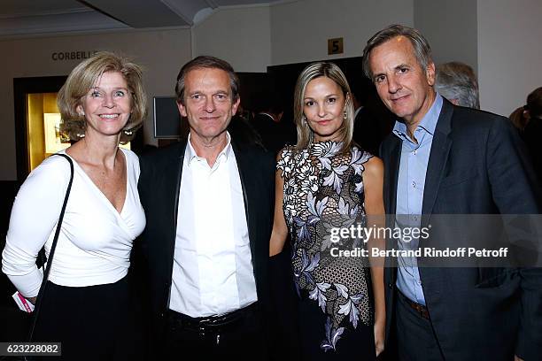 Doctor Frederic Saldmann and is wife Marie standing between Journalist Bernard de la Villardiere and his wife Anne de la Villardiere attend the 24th...