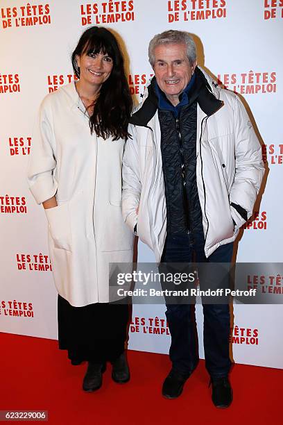 Valerie Perrin and Claude Lelouch attend "Les Tetes de l''Emploi" Paris Premiere at Cinema Gaumont Opera Capucines on November 14, 2016 in Paris,...
