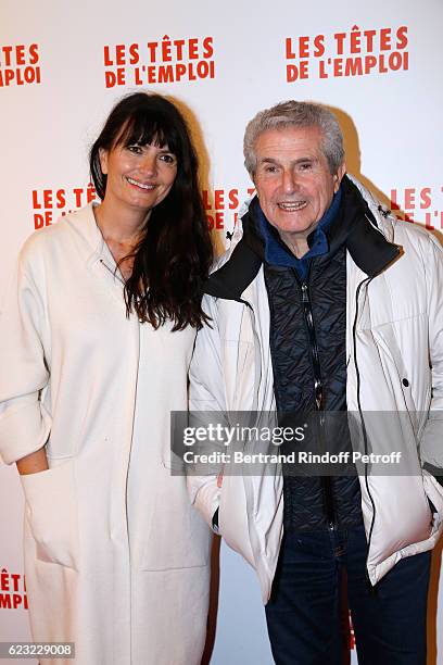 Valerie Perrin and Claude Lelouch attend "Les Tetes de l''Emploi" Paris Premiere at Cinema Gaumont Opera Capucines on November 14, 2016 in Paris,...